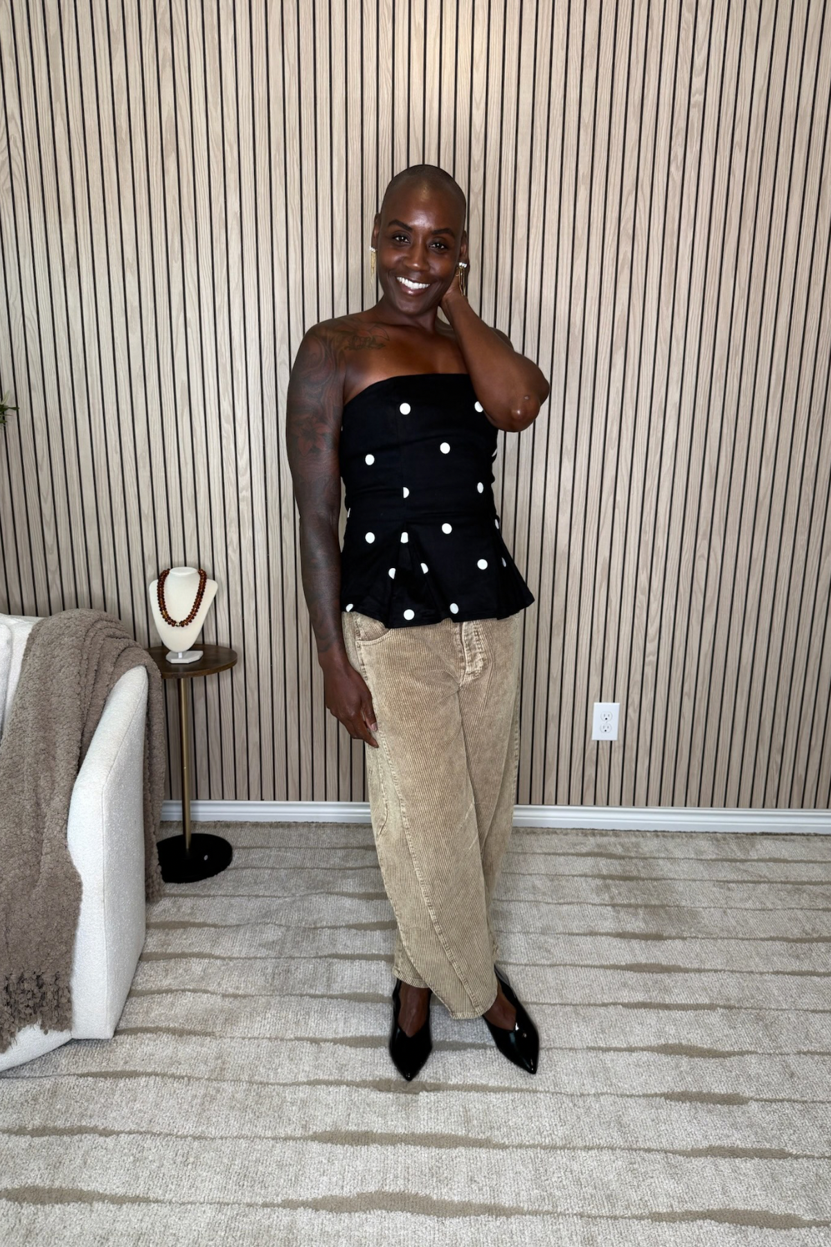 Klesis Polka Dot Strapless Top & Barrel Pants Set