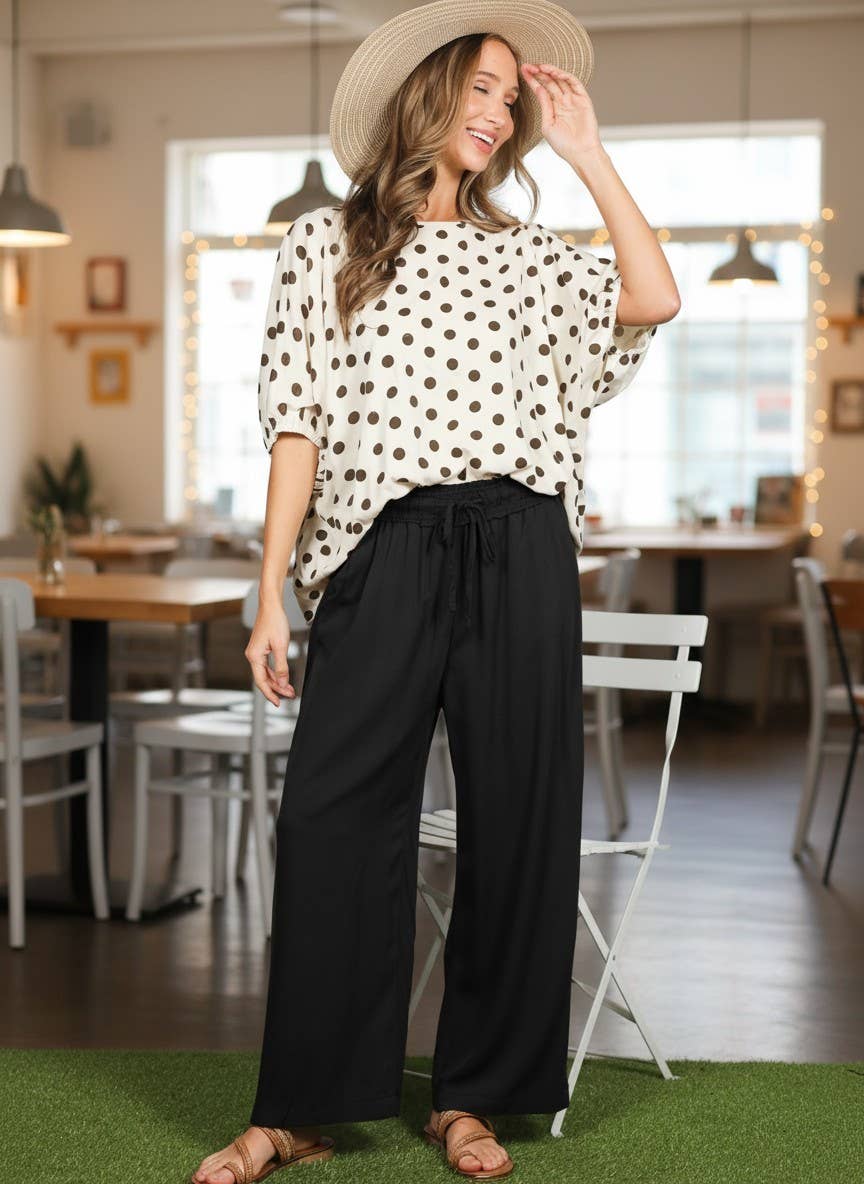 Casual Flowy Wide Leg Elastic Waist Band Pants VP83235
