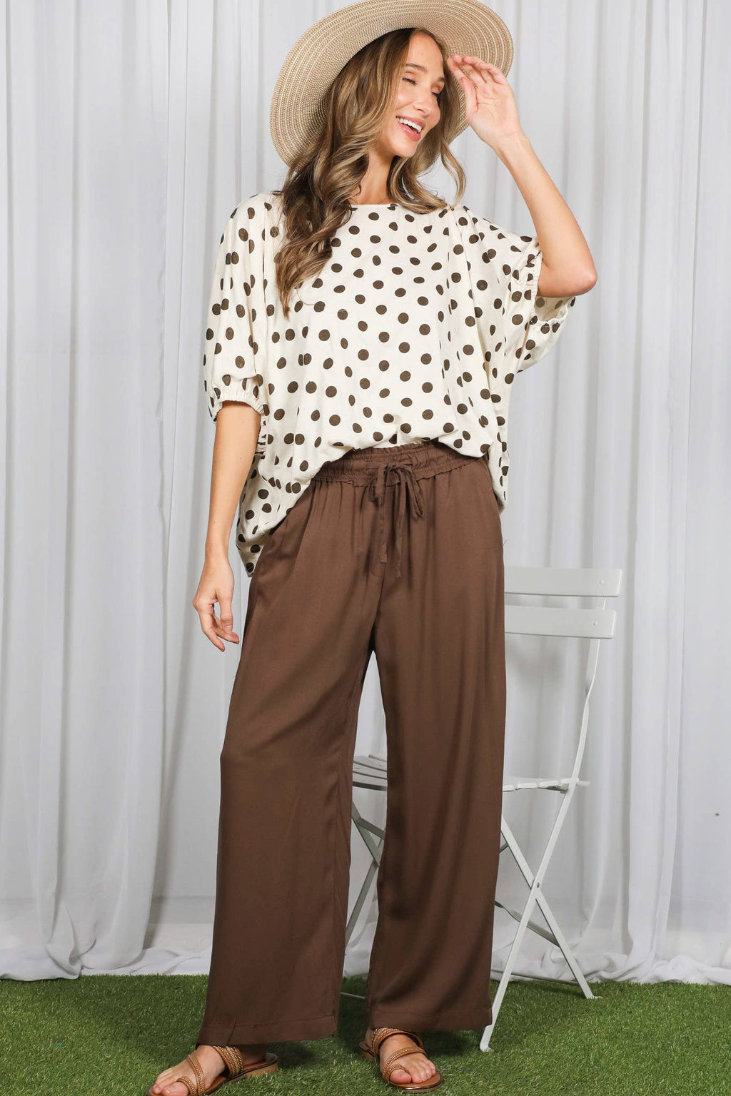Casual Flowy Wide Leg Elastic Waist Band Pants VP83235