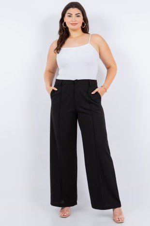Plus Size Solid Formal Pants by Fashion Space