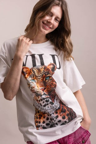 Oversized Wild Leopard Graphic T Shirt by Blue Velvet