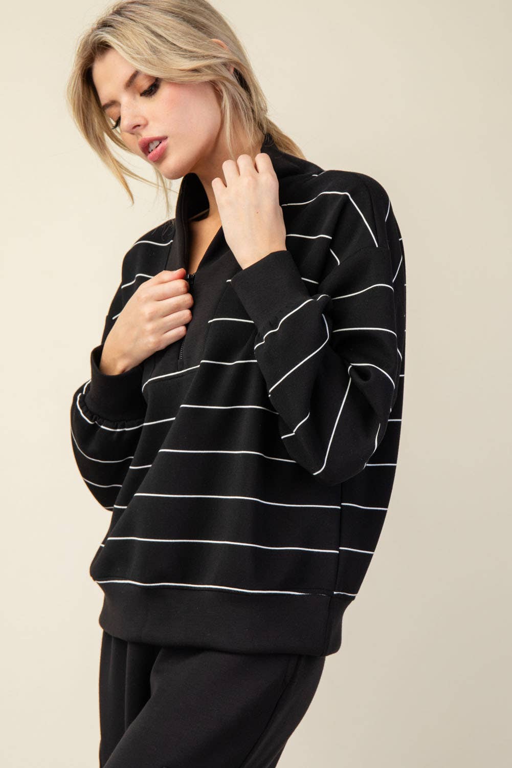 Scuba Stripe V Neck Jacket - Full Size Run