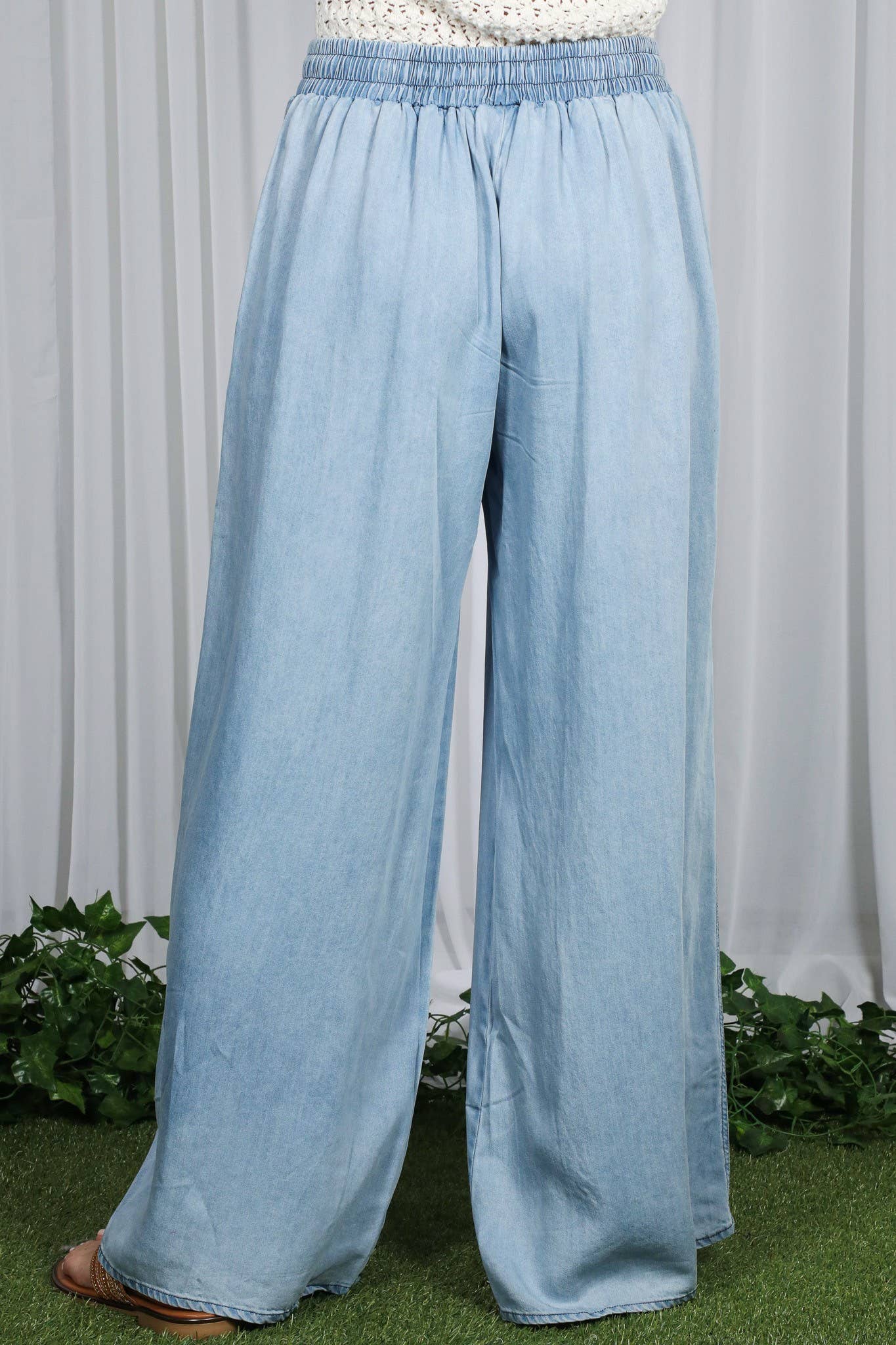 Wide Leg High Waist 100%Tencel Chambray Denim Pants VP83019