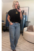 Viscose Mock Neck Short Sleeve Boxy Sweater - Cropped