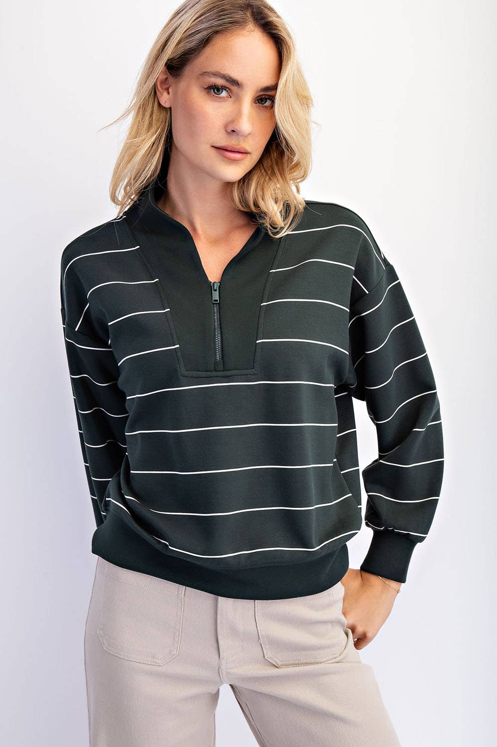 Scuba Stripe V Neck Jacket - Full Size Run