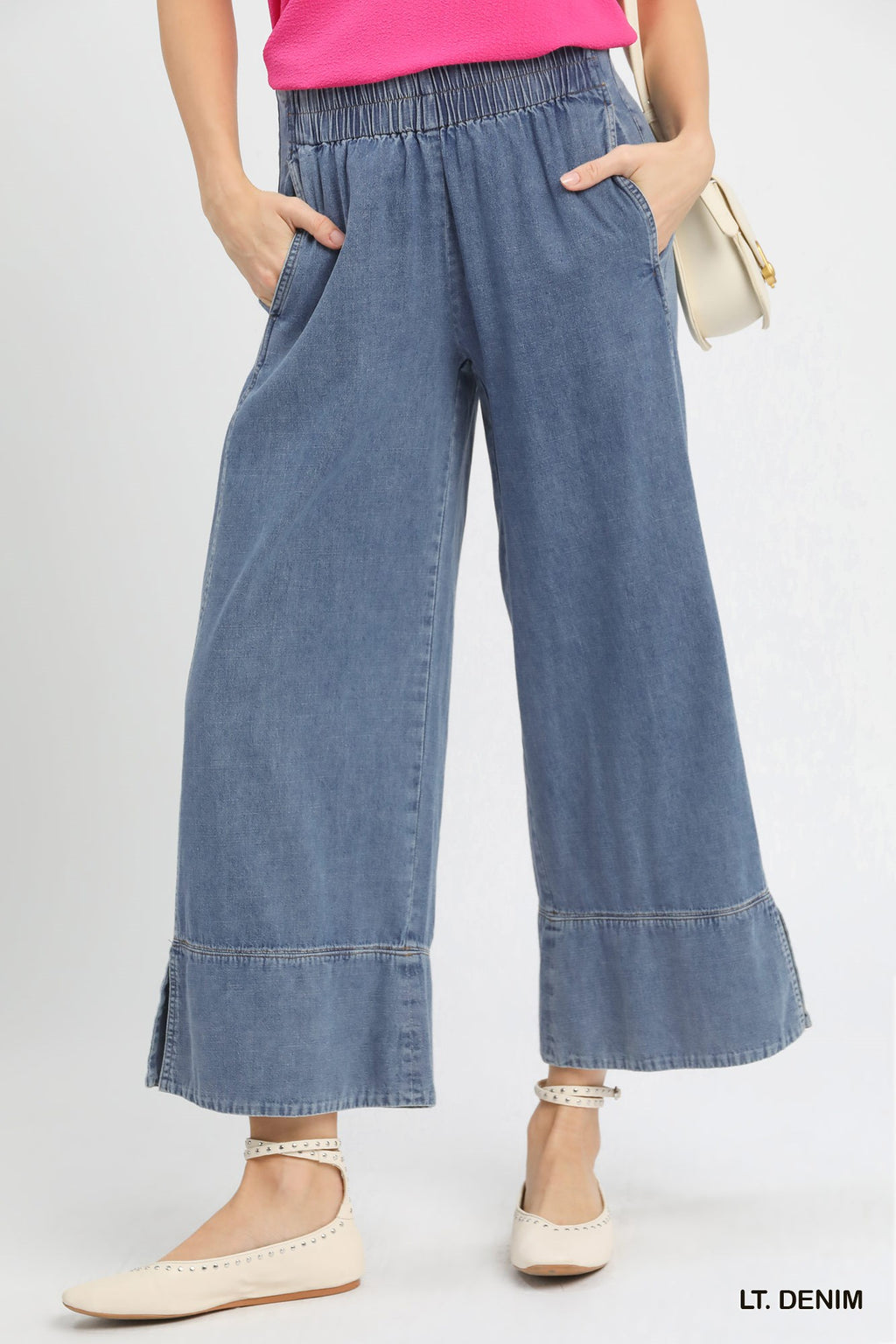 Plus Wide Leg Denim Pants