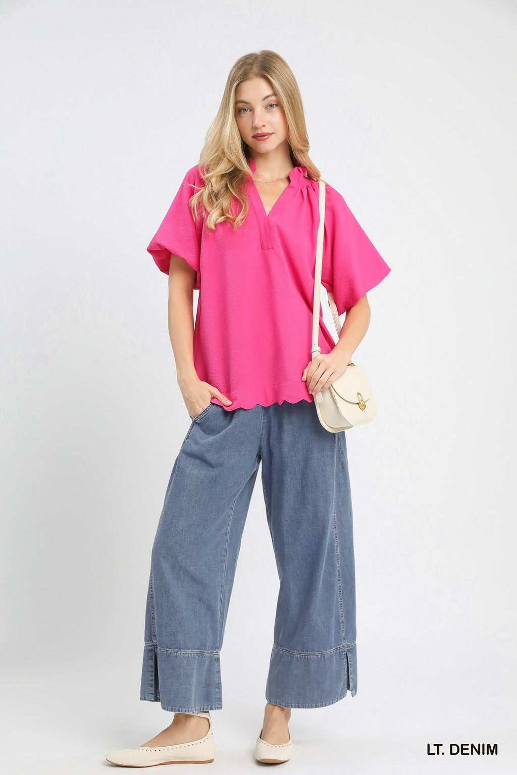 Plus Wide Leg Denim Pants
