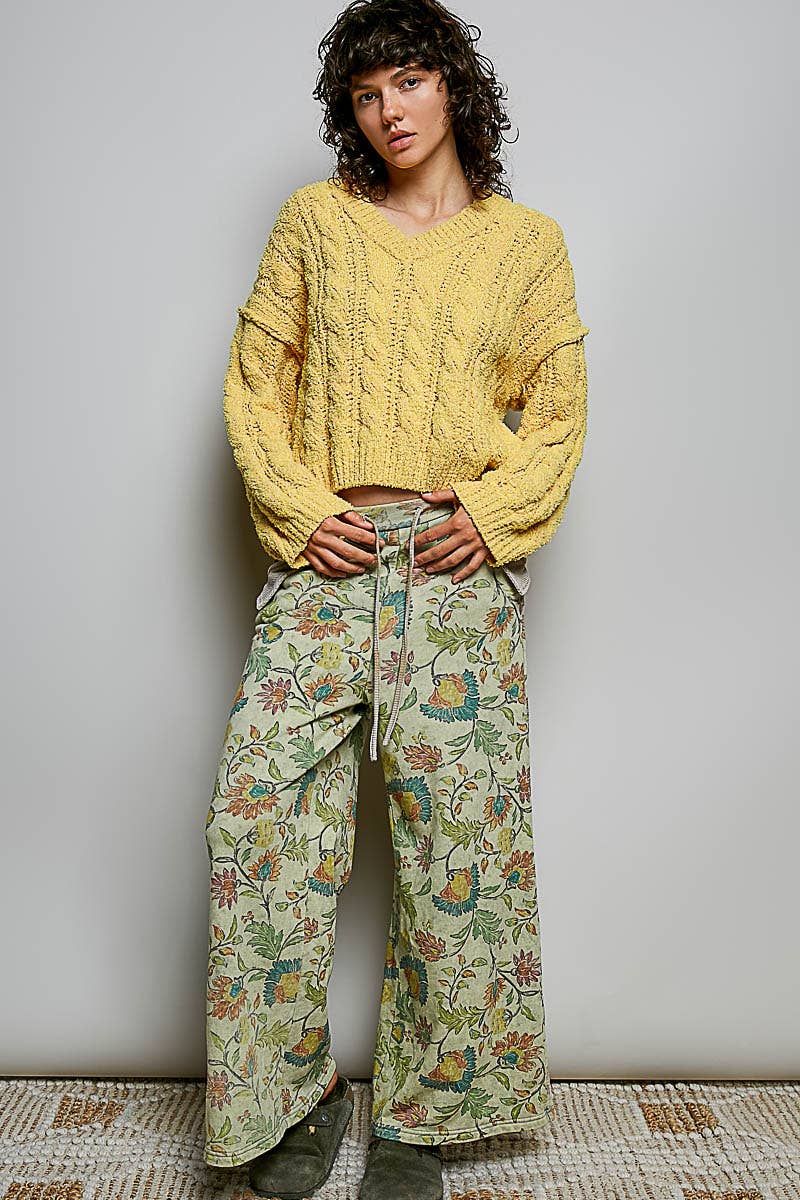 POL Semi-Cropped V-Neck Soft Sweater Top