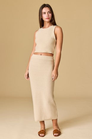 Lara Ribbed Top and Maxi Skirt Set by Paper Moon