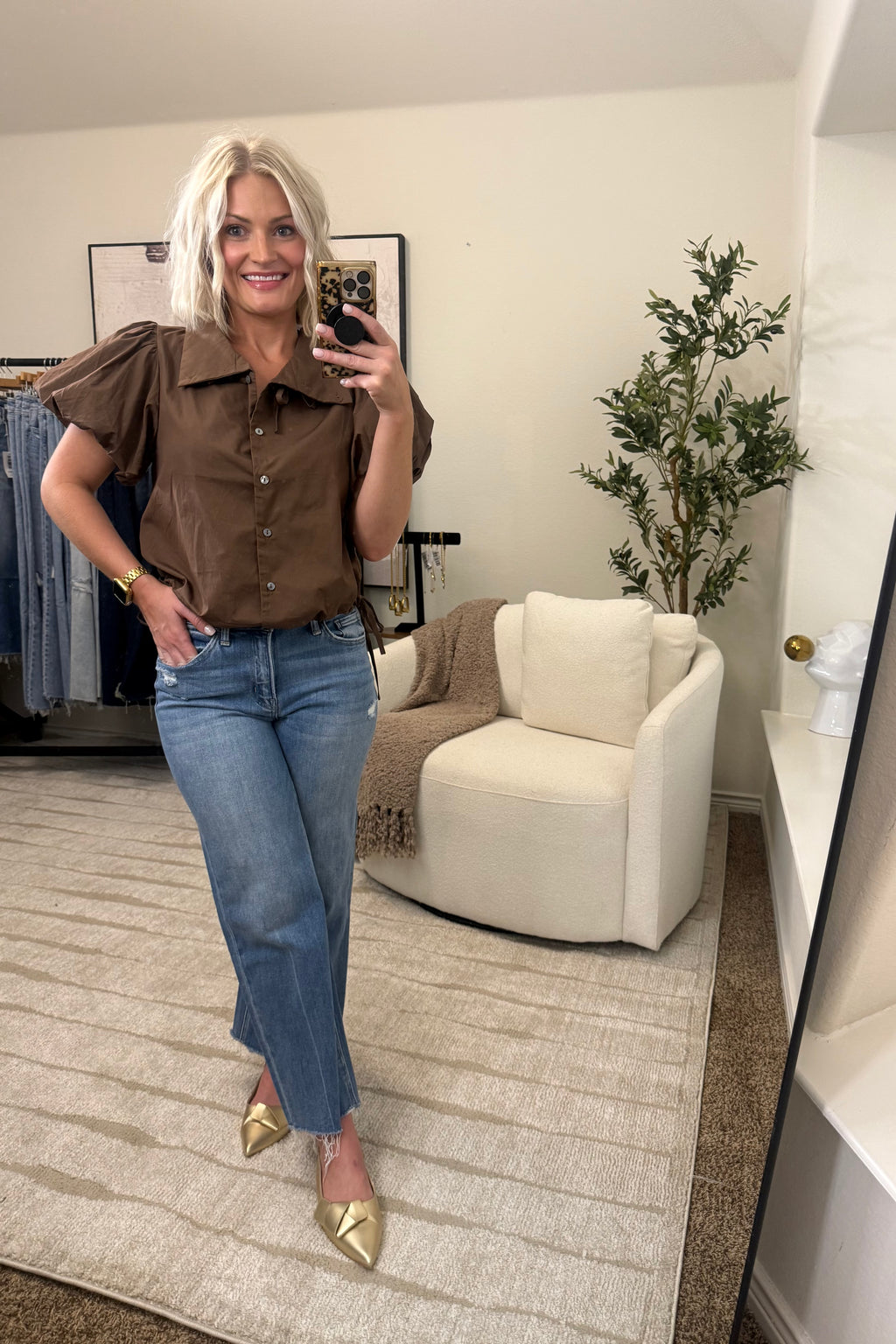 Entro Brown Cinch Top
