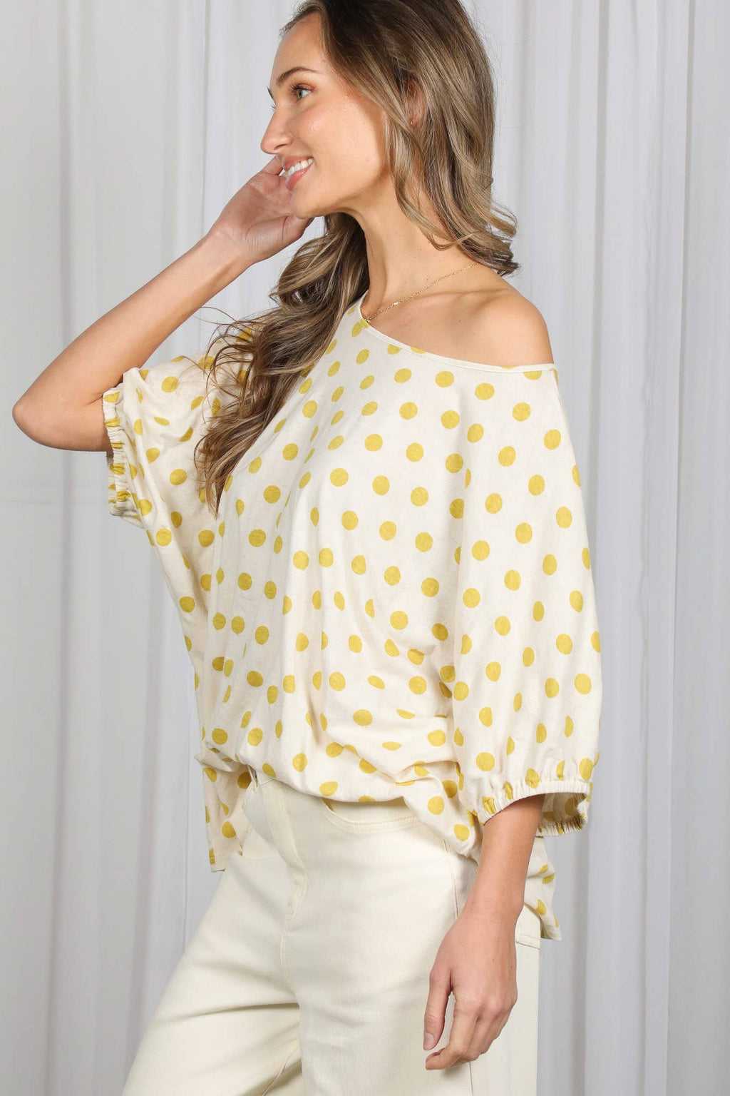 Polka Dot Print Chic & Flowy Blouse Top VT83084C