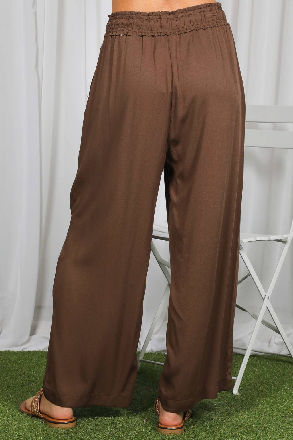 Casual Flowy Wide Leg Elastic Waist Band Pants VP83235
