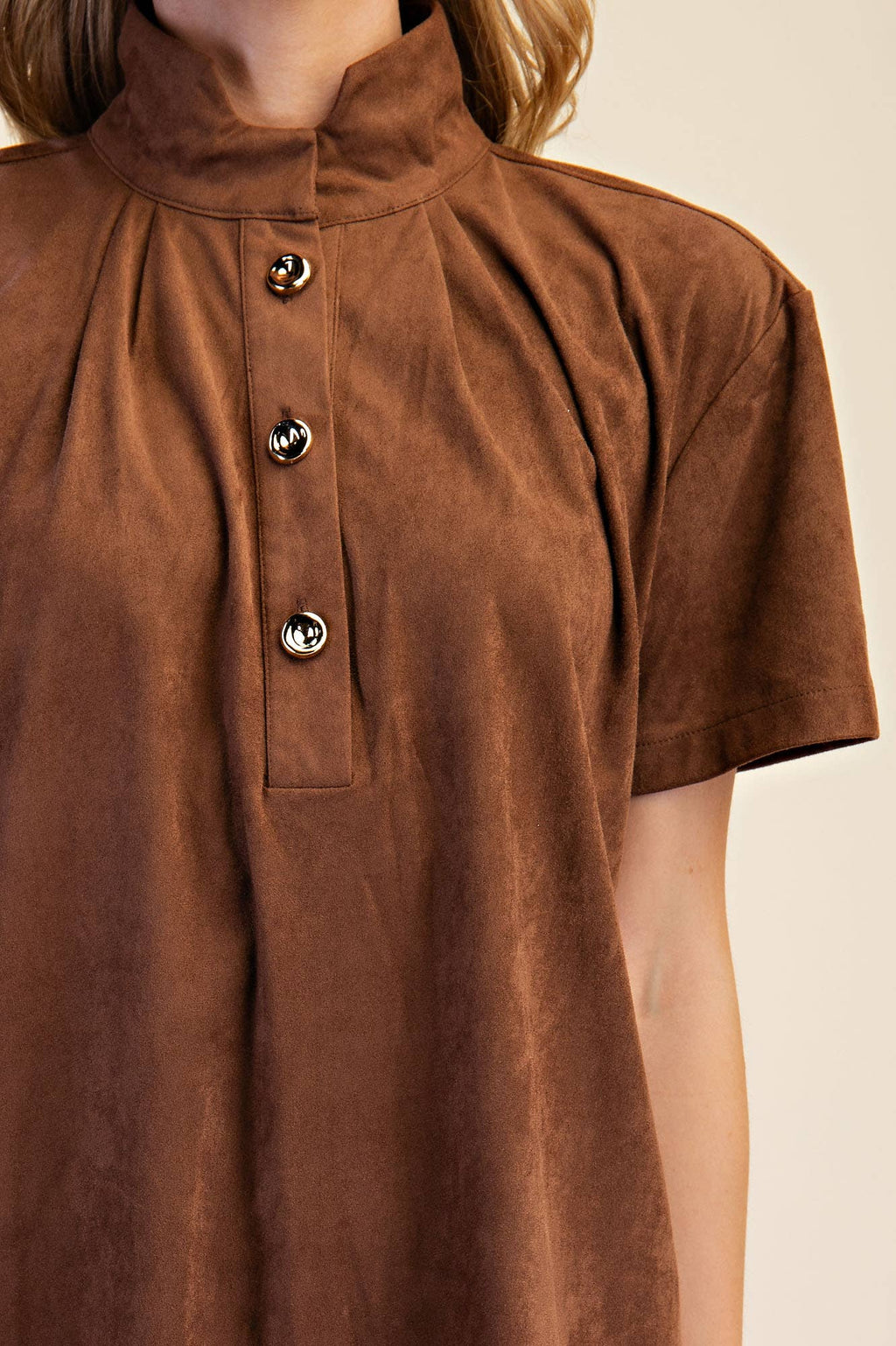 Stand Collar Brush Mini Dress