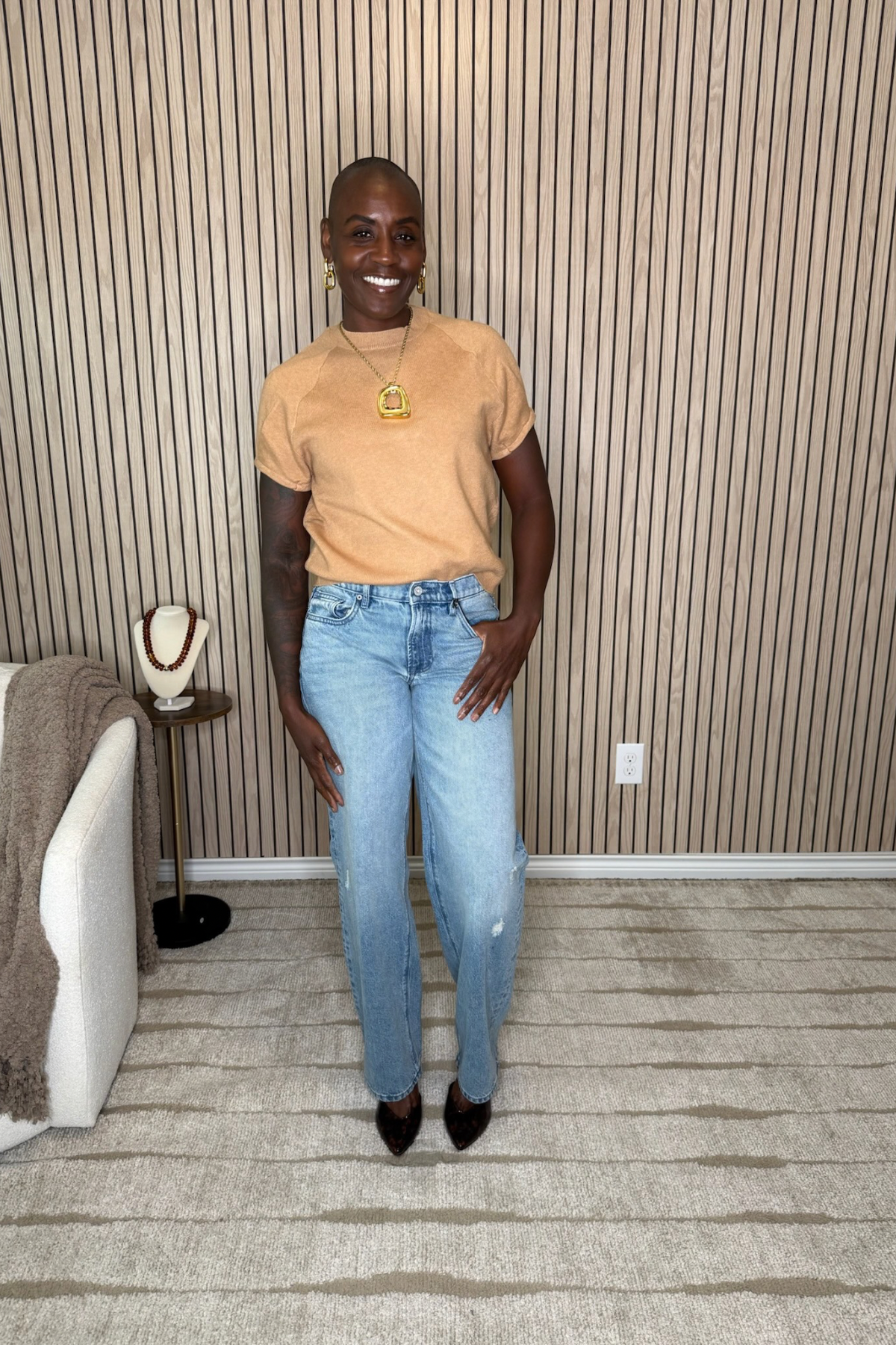 Pleated Puff Short Sleeve Sweater