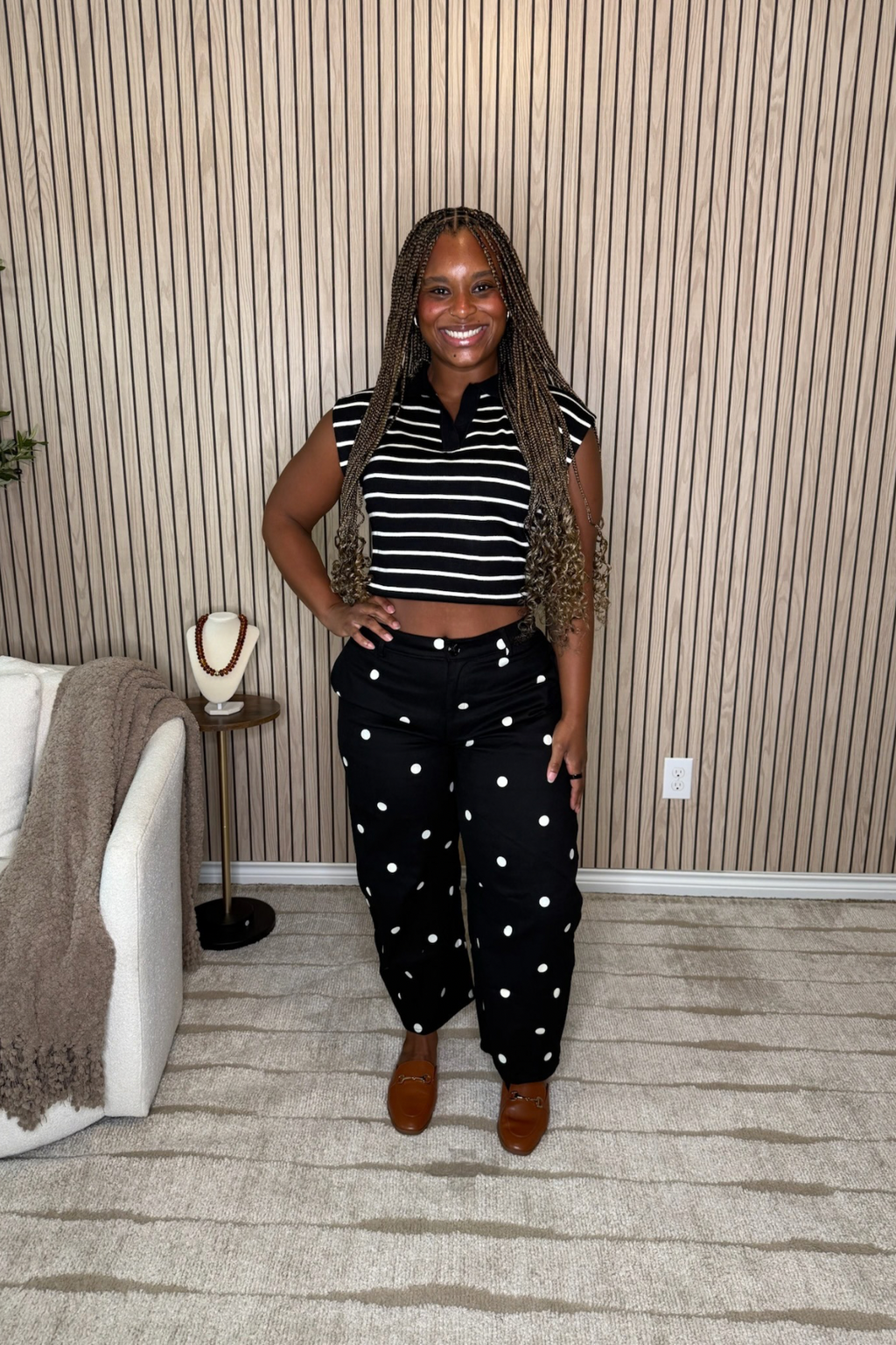 Klesis Polka Dot Strapless Top & Barrel Pants Set