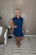 Denim Blue Short Sleeve Dress