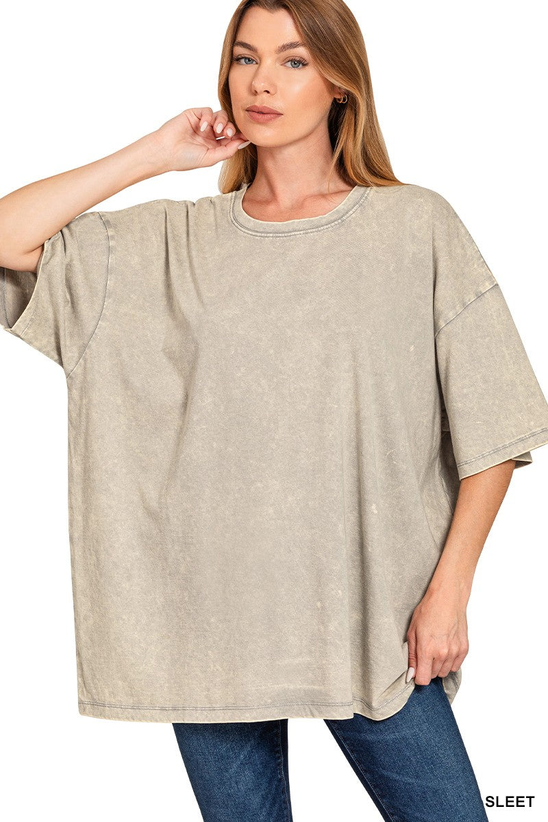 Acid Wash Cotton Boyfriend Box Tee