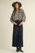 Anniewear Pin Tuck Detail Wide Leg Jean - Black
