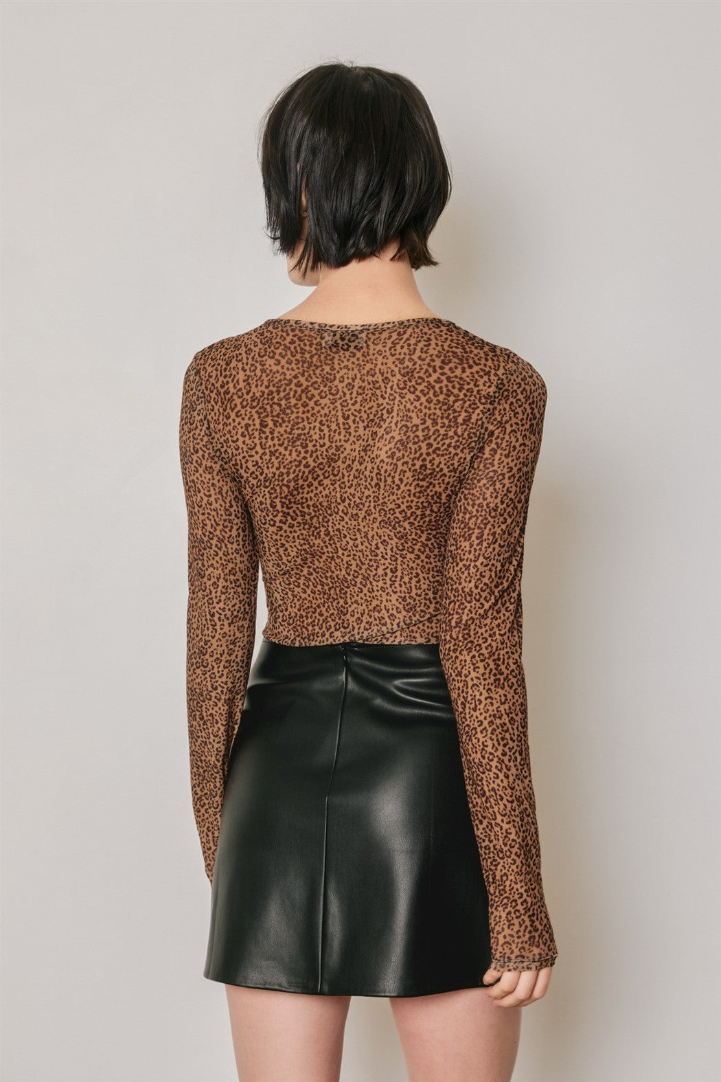 Faux Leather Slit Mini Skirt