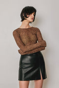 Faux Leather Slit Mini Skirt
