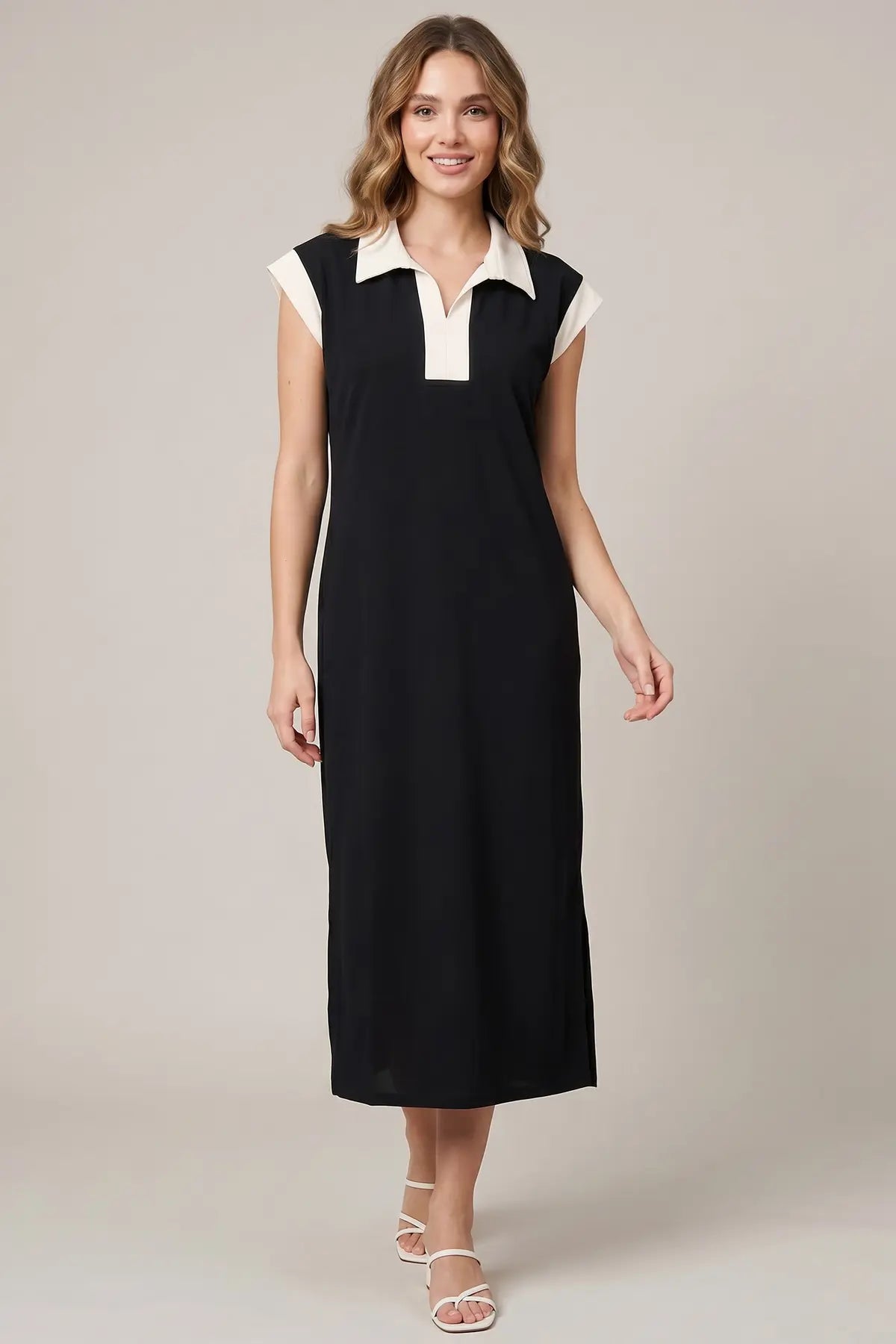 Drop Shoulder Scuba Midi Dress