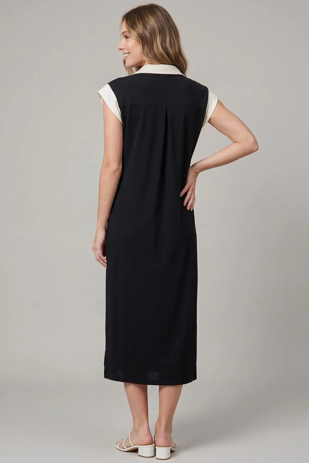 Drop Shoulder Scuba Midi Dress