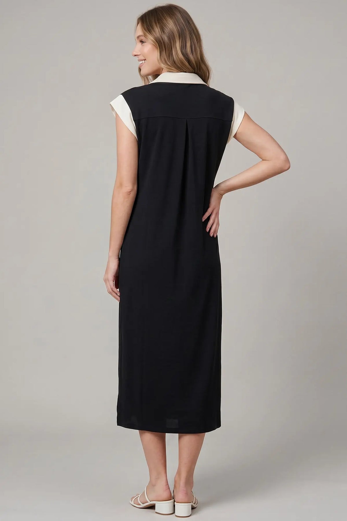 Drop Shoulder Scuba Midi Dress