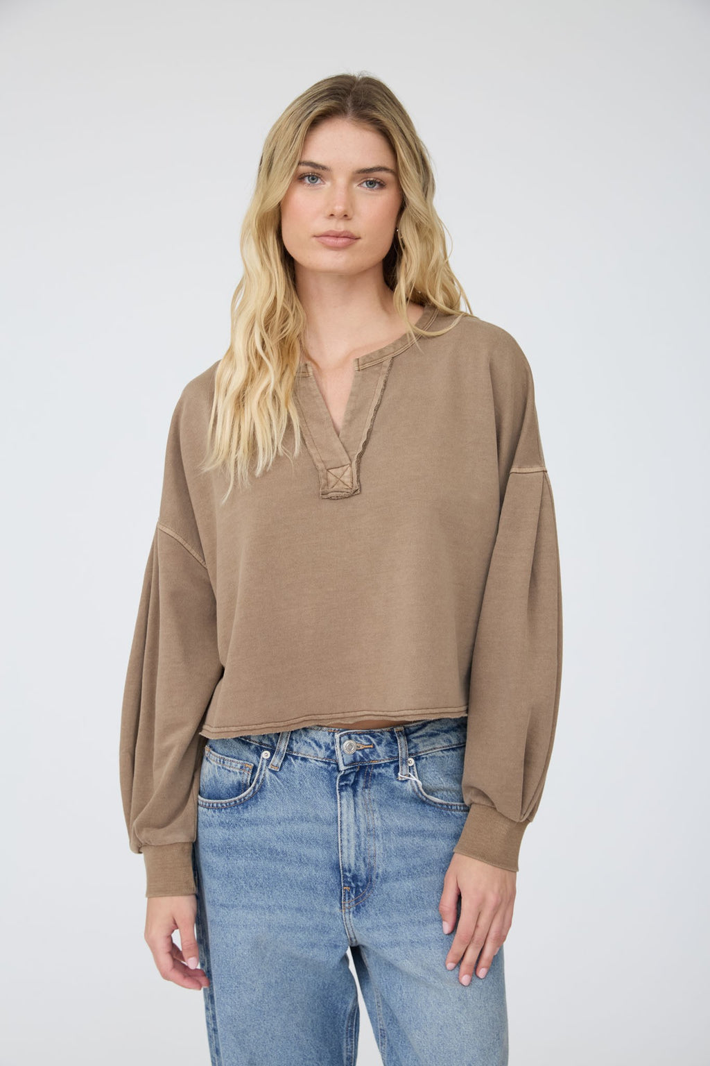 Boxy Long Sleeve Knit Crop Top- 2 Colors