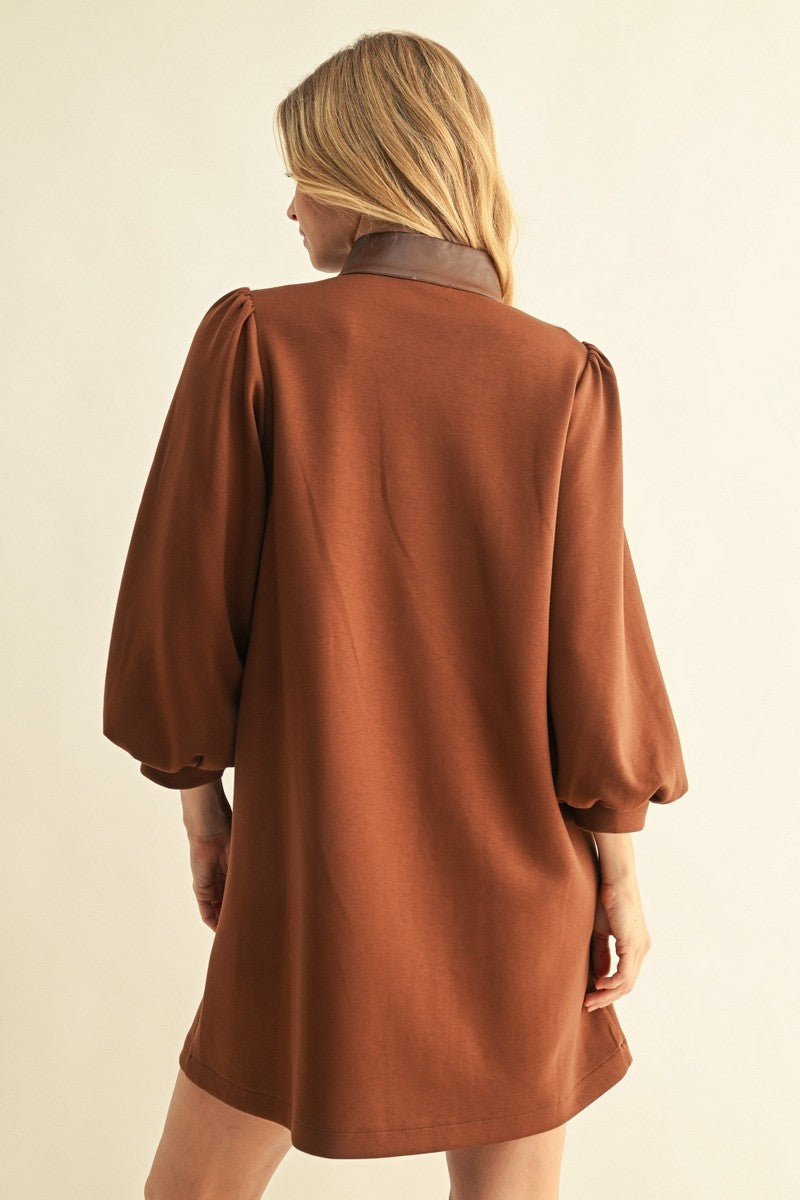 Jodifl Brown Faux Leather Dress