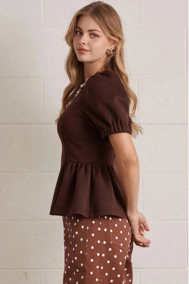 Entro Brown Peplum Blouse
