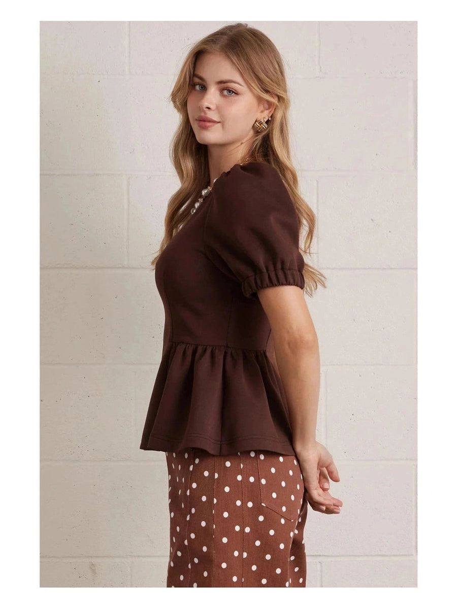 Entro Brown Peplum Blouse