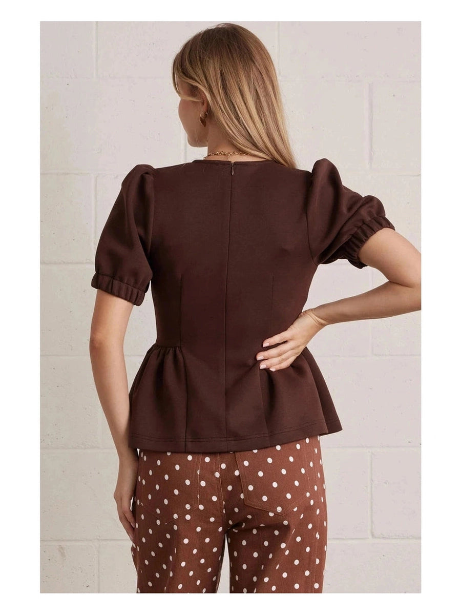 Entro Brown Peplum Blouse