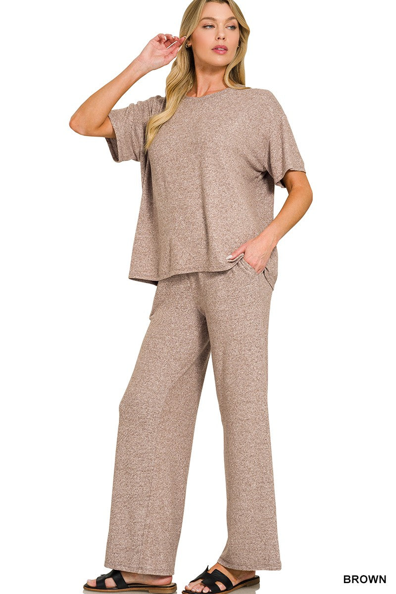 Soft Melange Tee and Long Pants Set