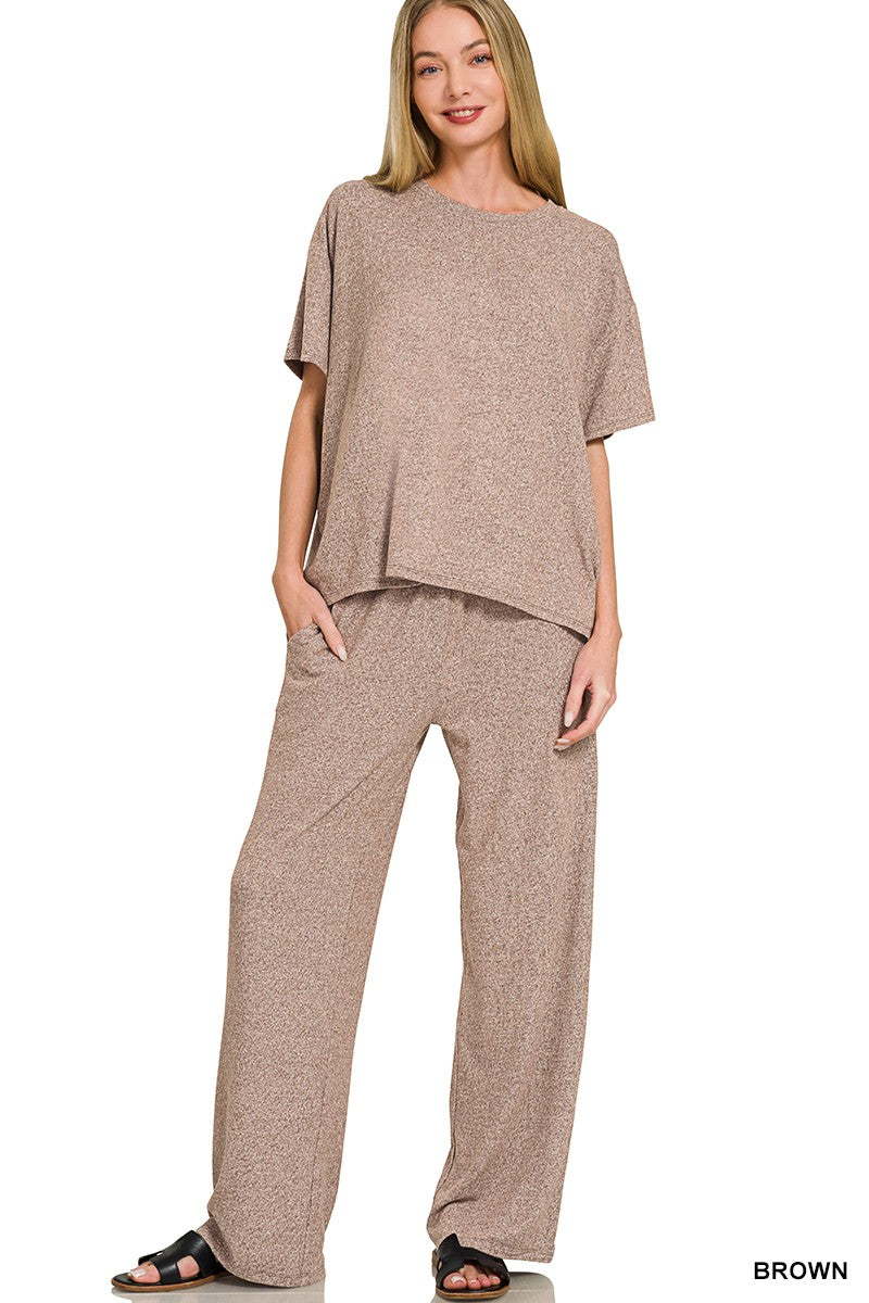 Soft Melange Tee and Long Pants Set