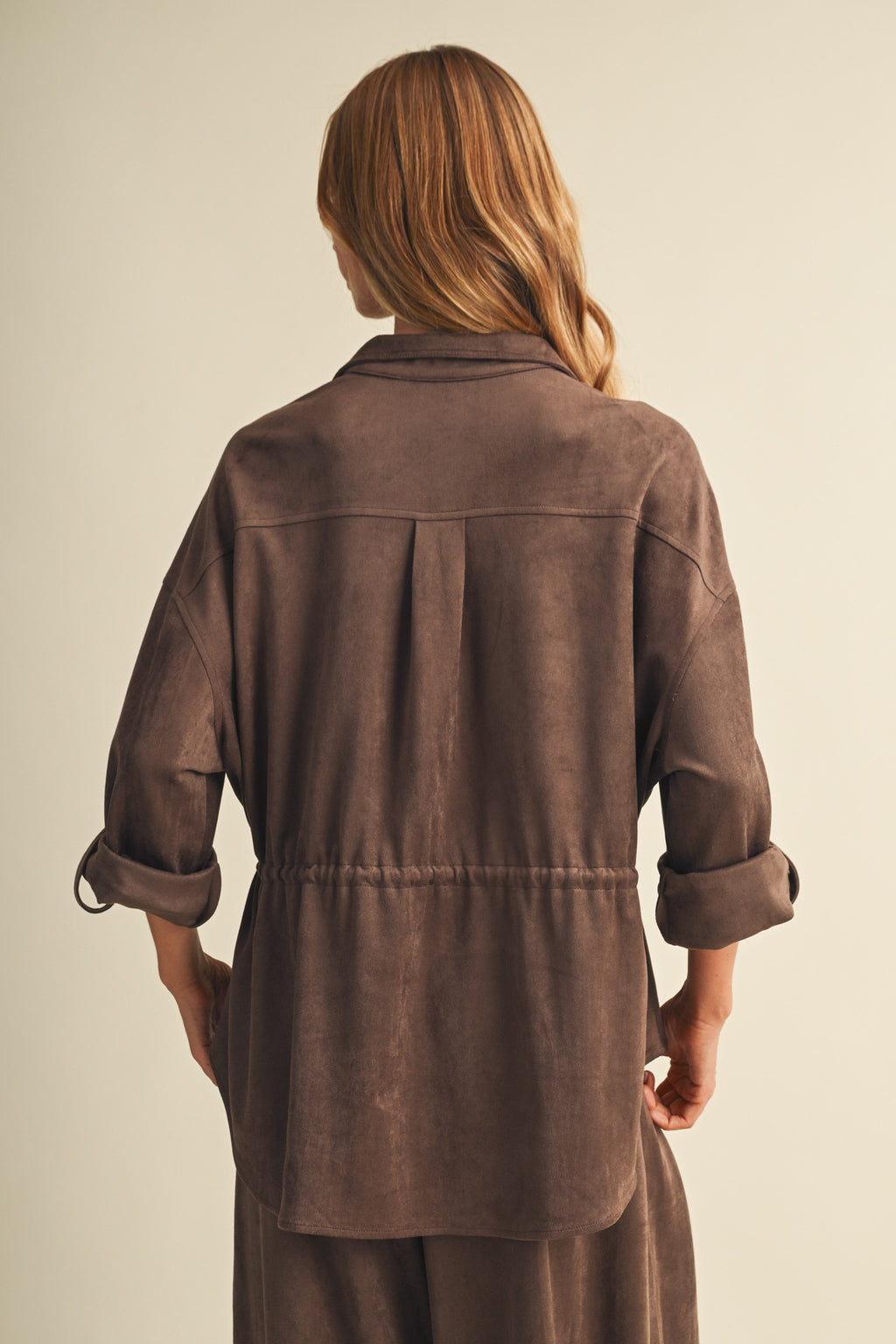 Suede-finish Drawstring Utility Jacket
