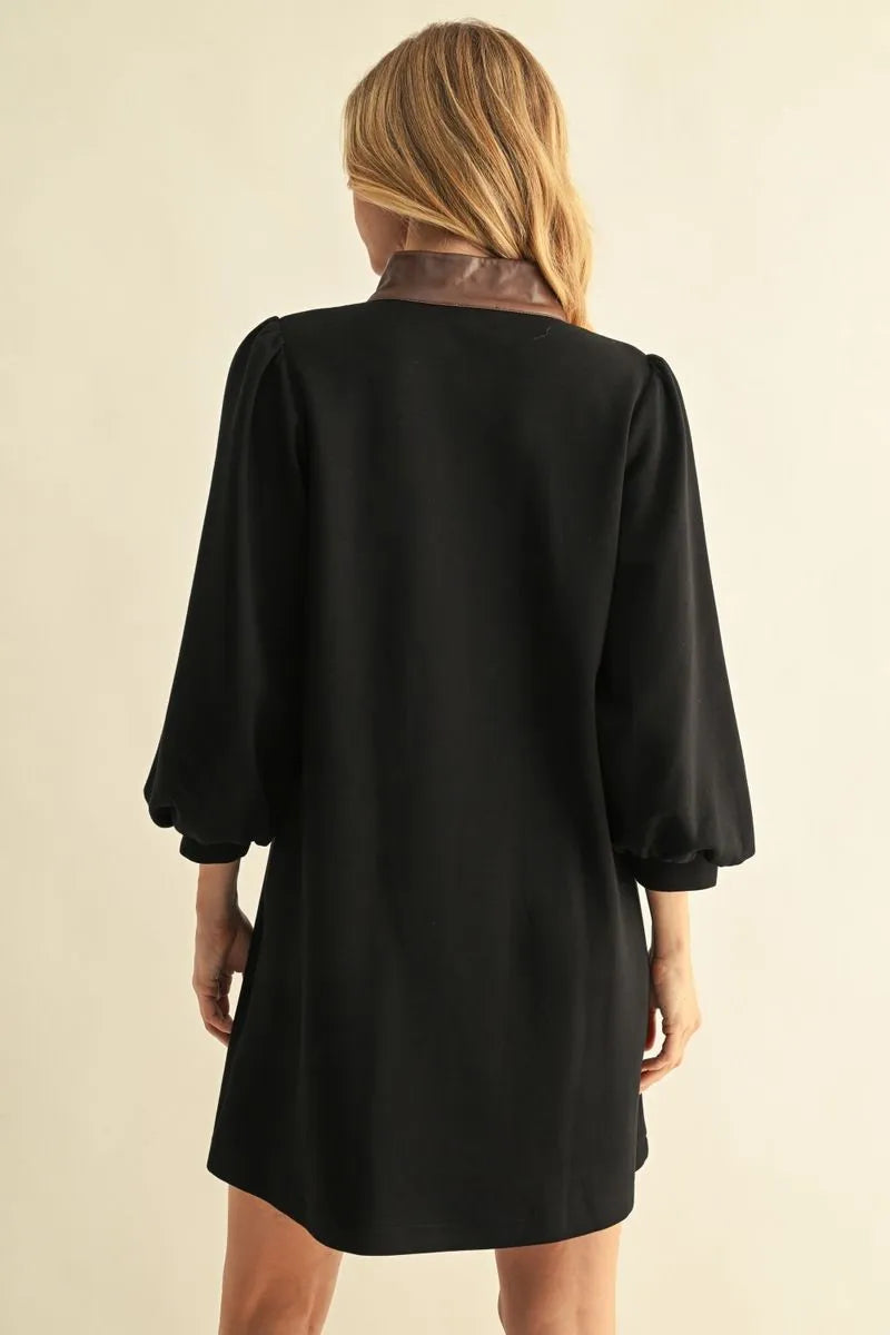 Jodifl Black Faux Leather Dress