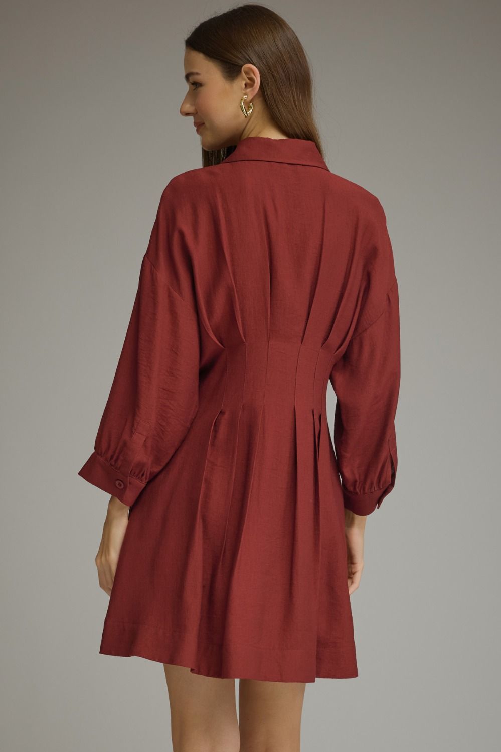 Entro Burgundy Button Dress