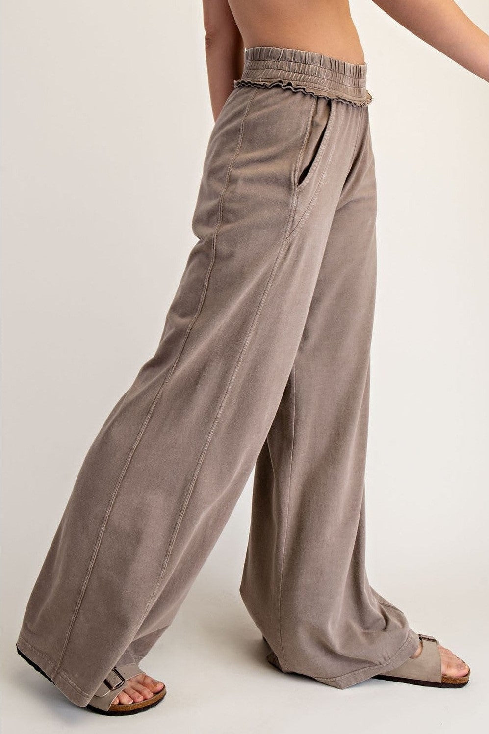 Rae Mode Mineral Washed Terry Butter Wide Pants