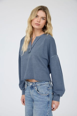 Boxy Long Sleeve Knit Crop Top- 2 Colors