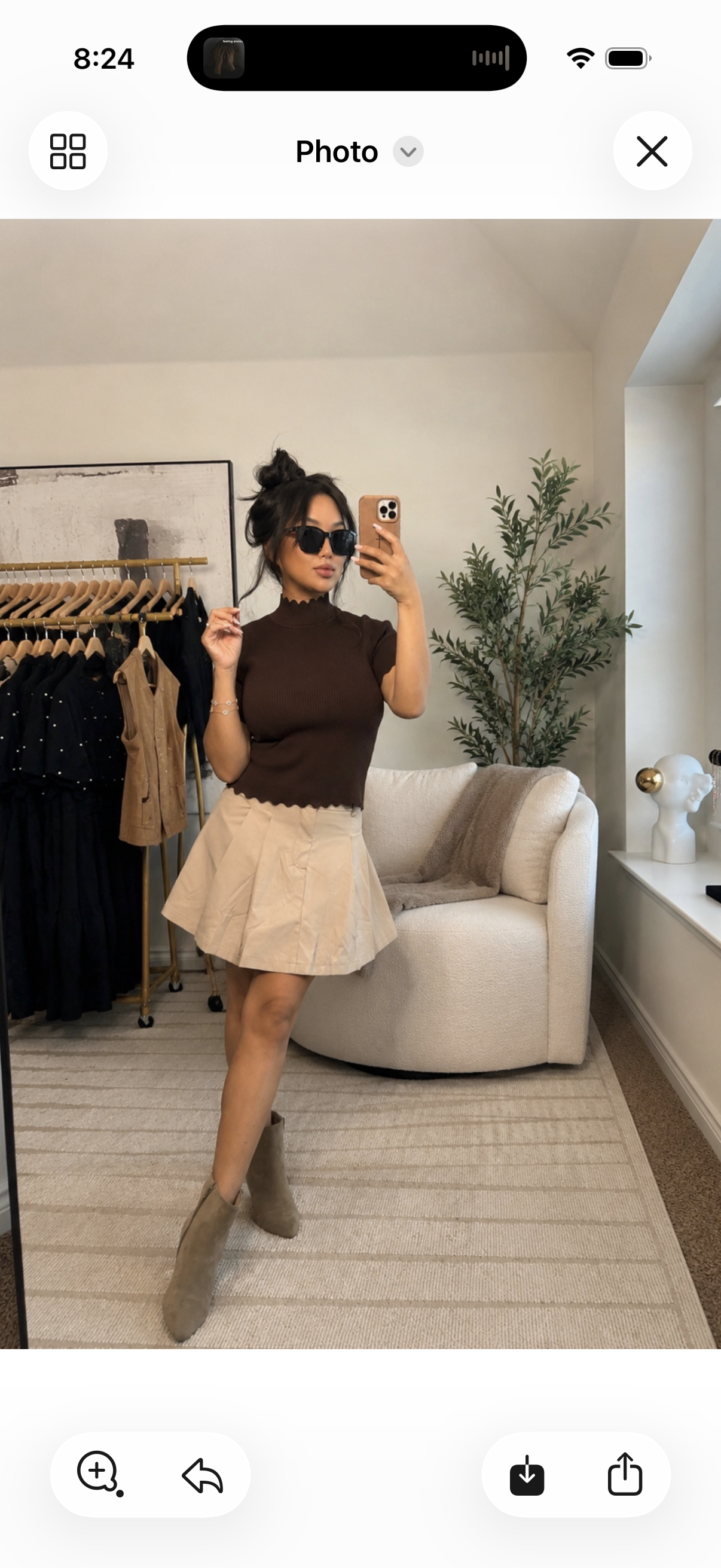 Entro Brown Mock Neck Top