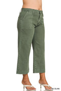 Plus Cropped Wide Leg Color Denim Pants