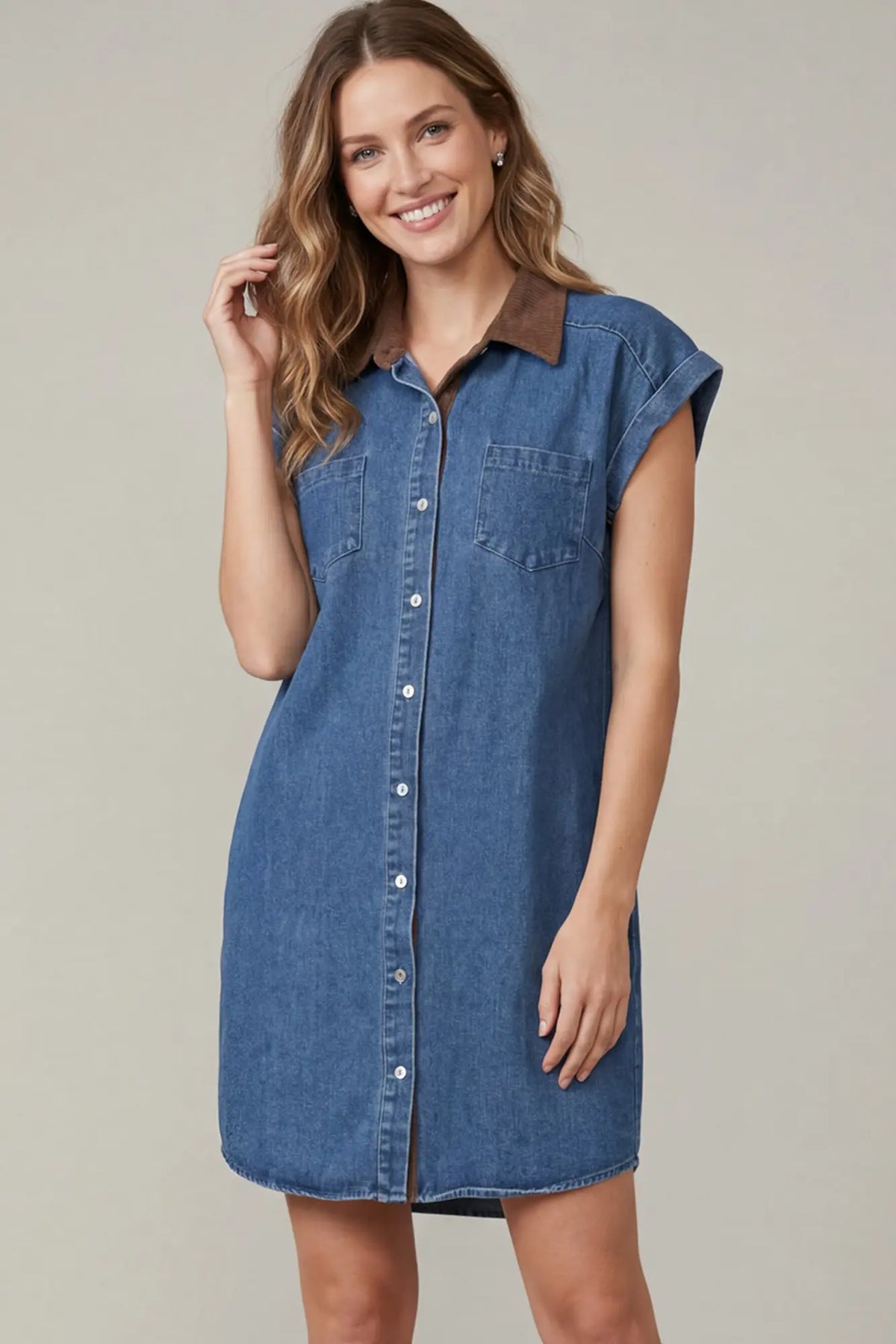 Denim Blue Short Sleeve Dress