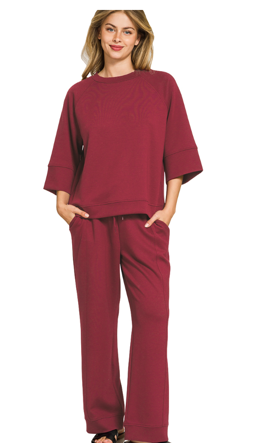 Zenana Relaxed Scuba Top & Pants Set
