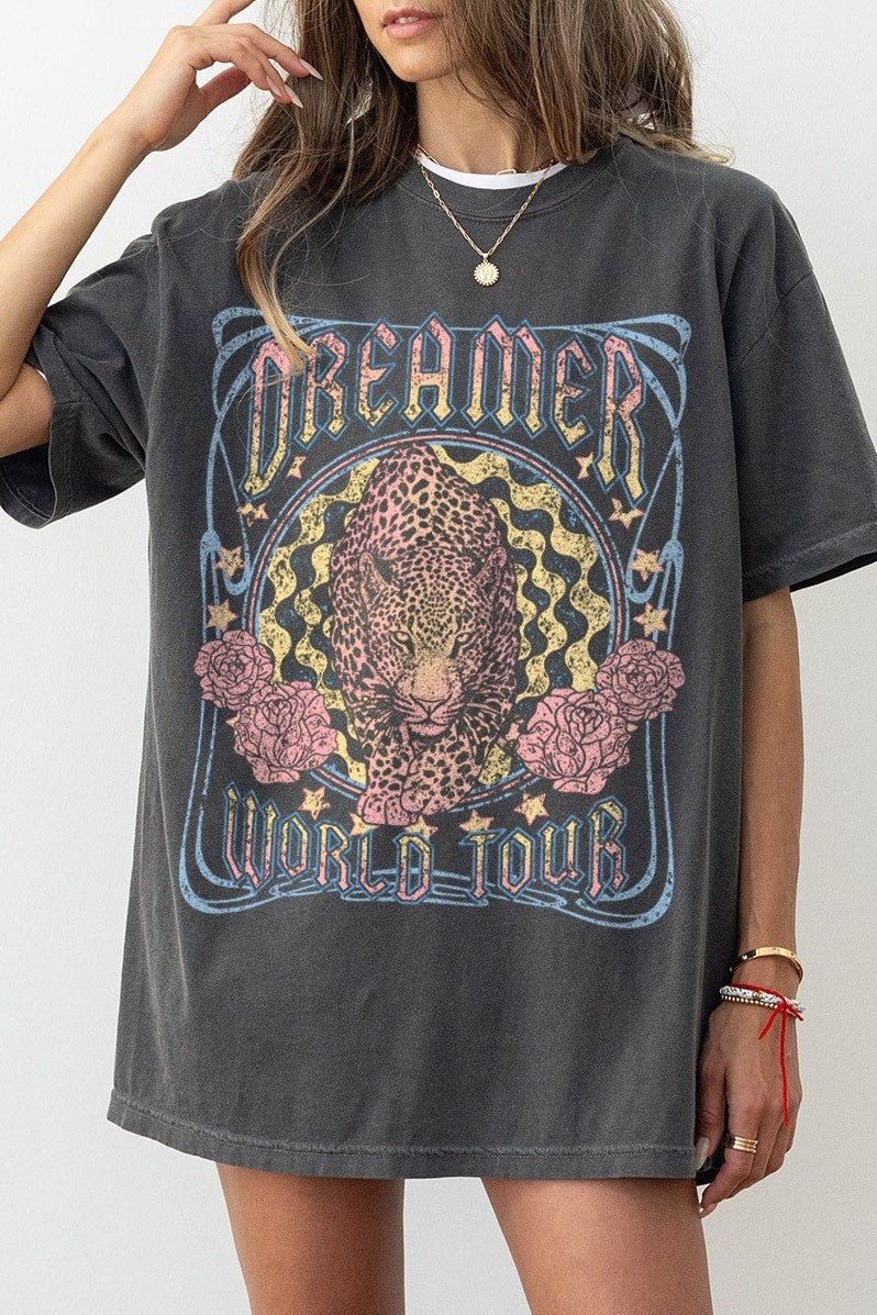 Dreamer Leopard World Tour Comfort Colors Tee