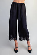 Lace Trim Satin Pants
