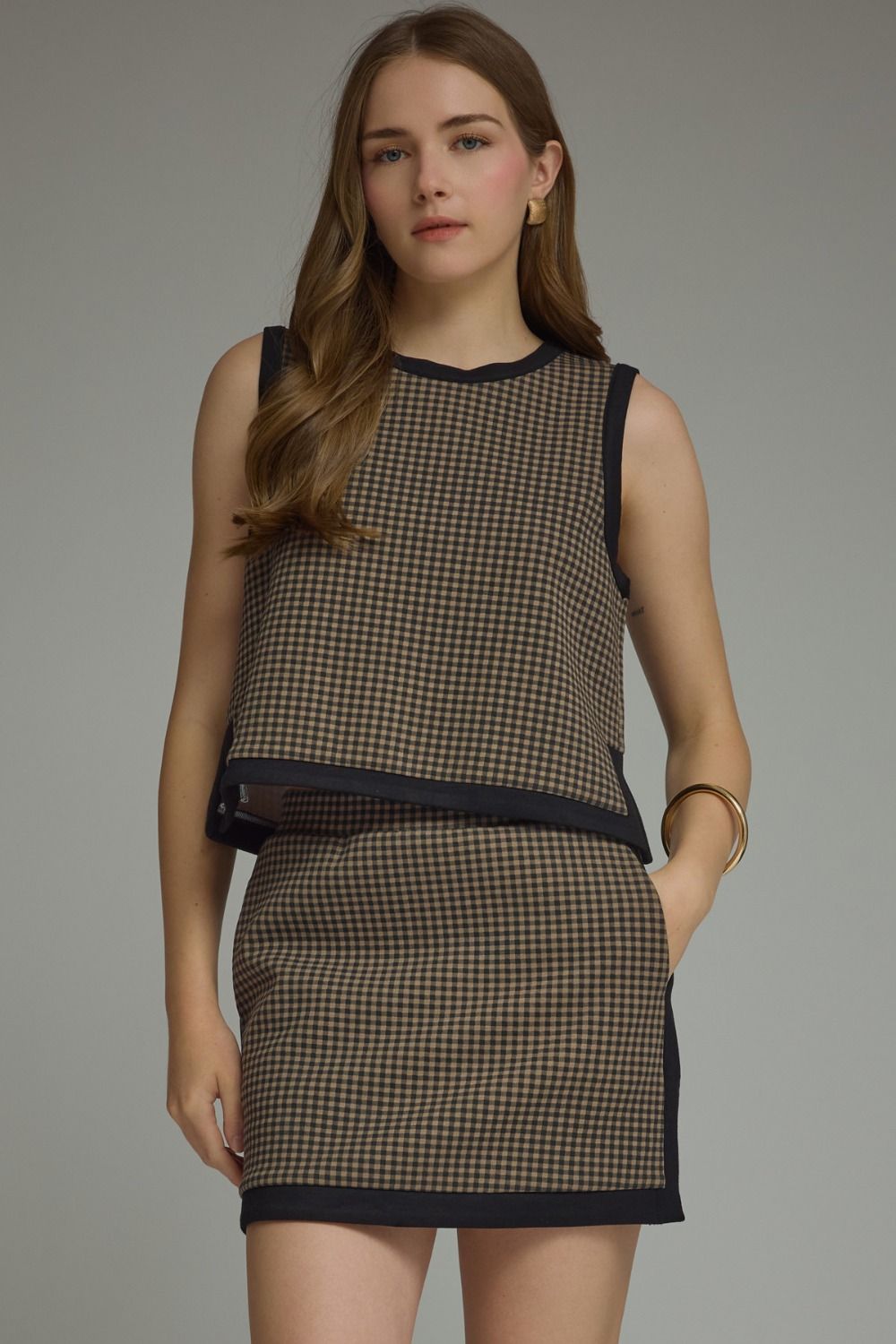 Entro Black Gingham Skort Set