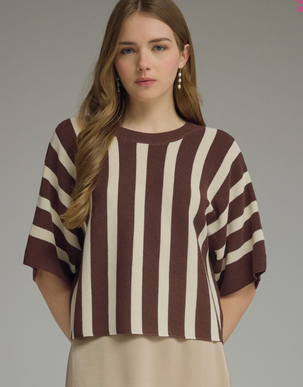 Entro Brown Stripe Sweater