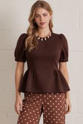 Entro Brown Peplum Blouse