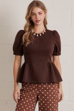 Entro Brown Peplum Blouse