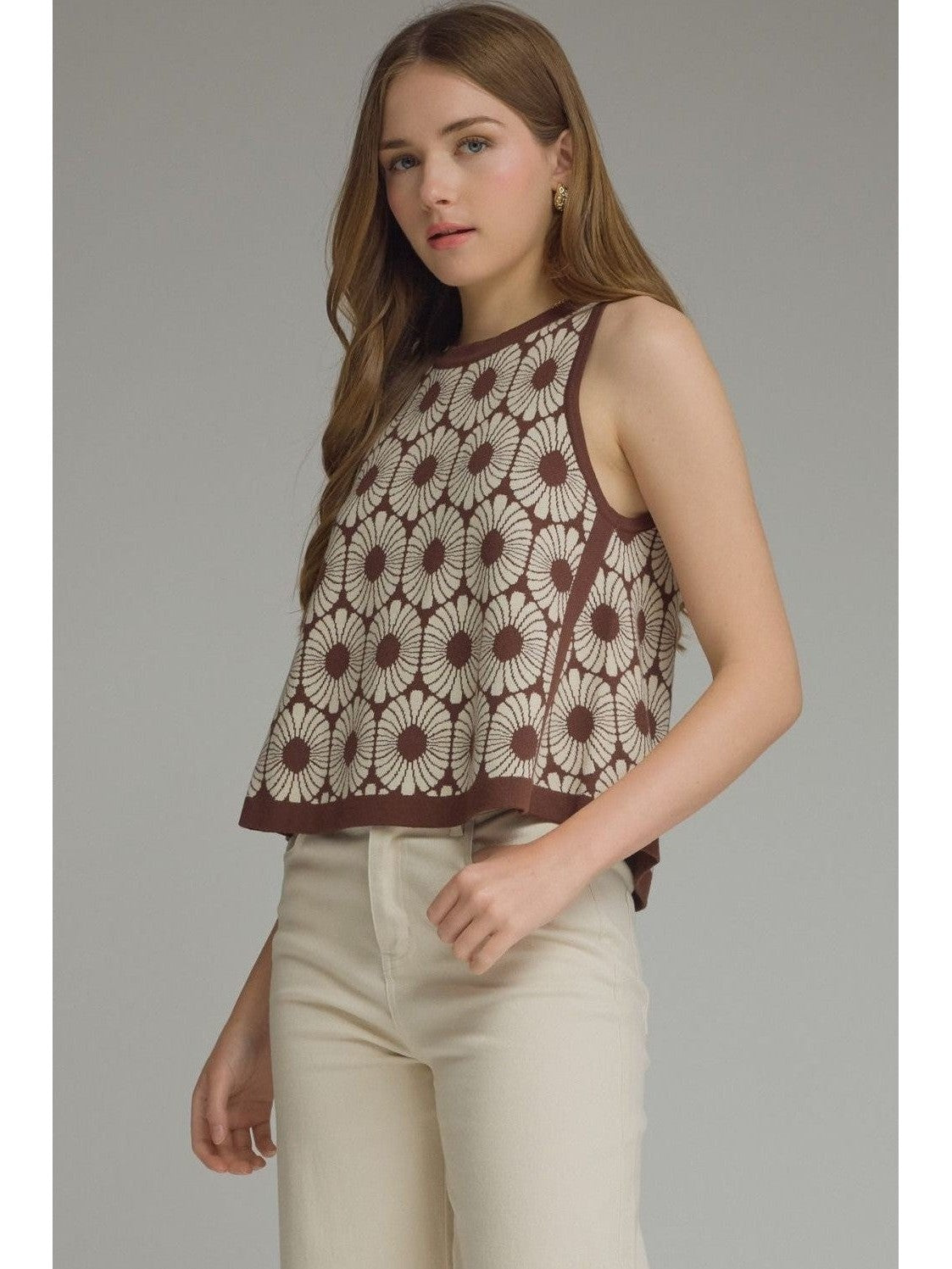 Entro Brown Floral Tank